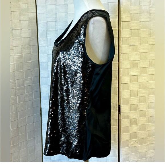 NWOT Black Elie Tahari Cally Blouse Silk with Front Sequins - Picture 3 of 7